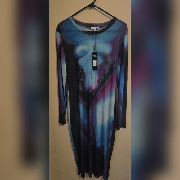 FASHION NOVA GIVING BODY MESH MIDI DRESS SIZE 2X - Picture 4 of 5